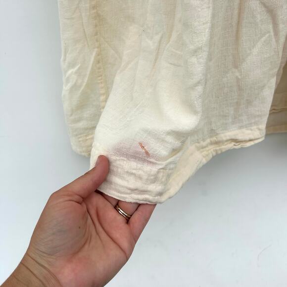 World Of Crow Boxy Sleeve Summer Dress Cotton Cottagecore Boho Cream XS Prairie - Picture 9 of 11